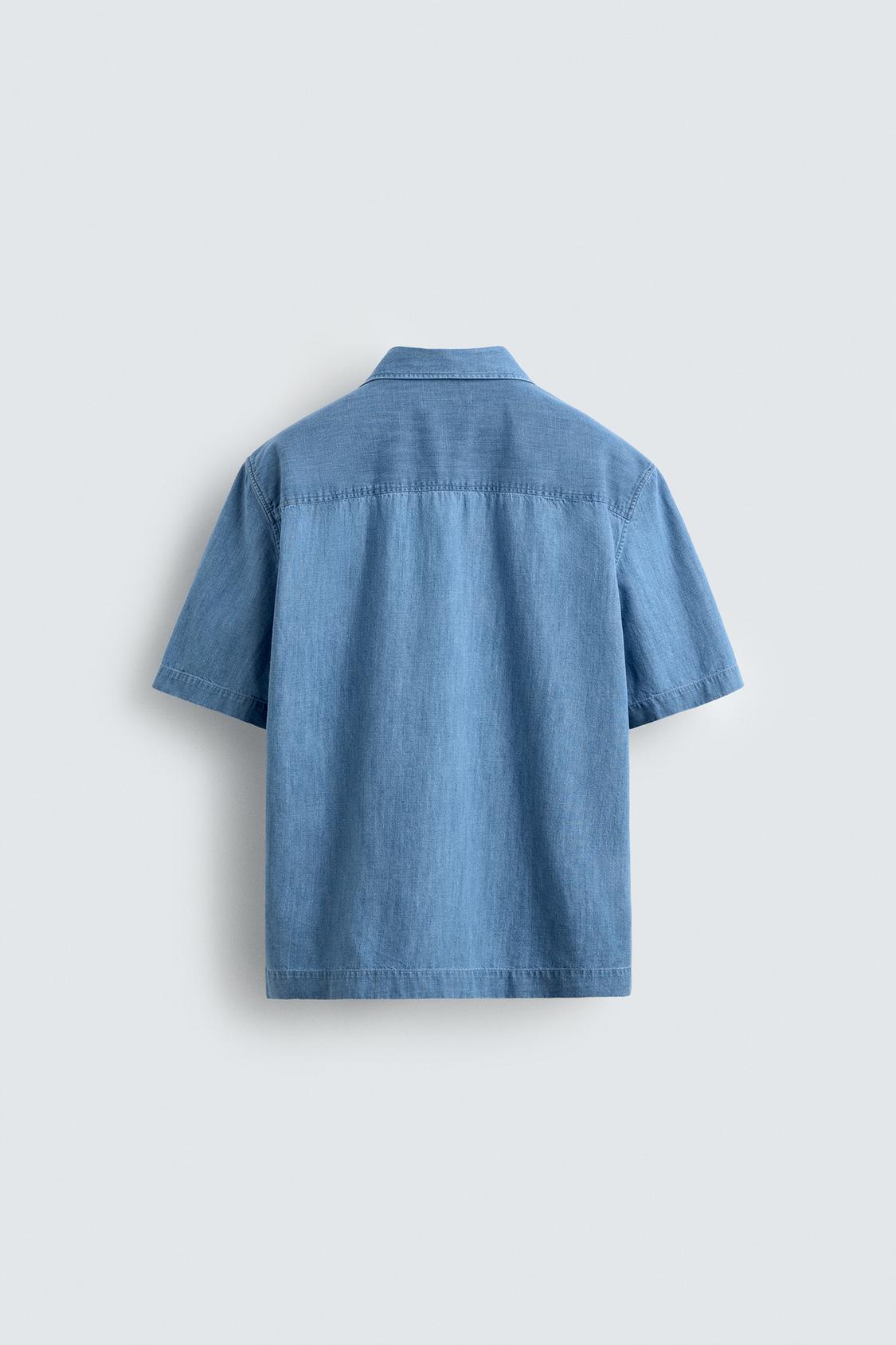 Sky Linen Embroidered Shirt
